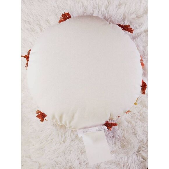 Sunshine Face Round Throw Pillow Opalhouse Fringed and Embroidered - Picture 3 of 3